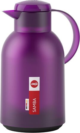 Термос Emsa Samba 1,5 л з Quick Press, 12 год гаряче, 24 год холодне, прозорий баклажанний