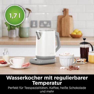 Електричний чайник Ninja Perfect Temperature, 1.7L, LED-дисплей, швидке кип'ятіння, регулювання температури, білий KT200EUWH