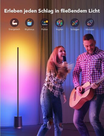 Розумна підлогова LED лампа Govee RGBIC з Wi-Fi, диміруванням, керуванням через Alexa/Google, синхронізацією з музикою, 64 режимами для вітальні та спальні