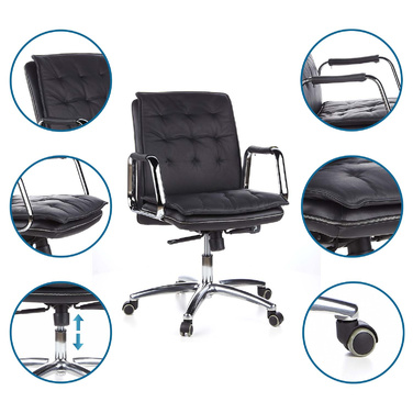 Офісне крісло / Крісло для керівника VILLA 10 Nappa Leather Black hjh OFFICE
