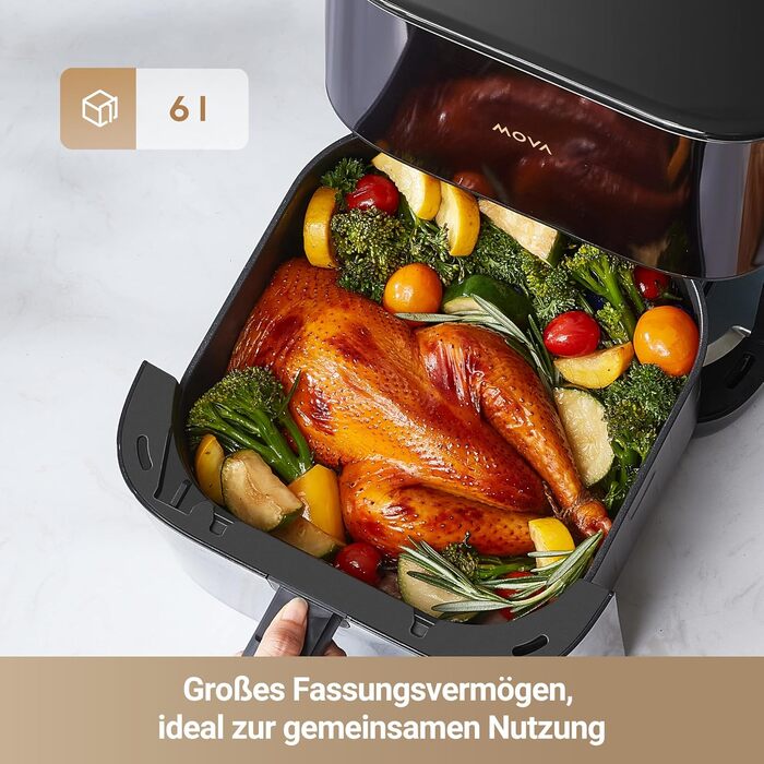 Аерофритюрниця Mova AeroChef FD10 Pro на 6 літрів, безмасляна фритюрниця з конвекцією повітря та металевою чашею