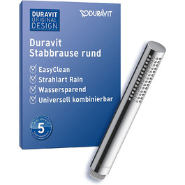 Duravit водозберігаюча кругла ручна душова лійка з режимом Rain, MinusFlow, хром, легке очищення