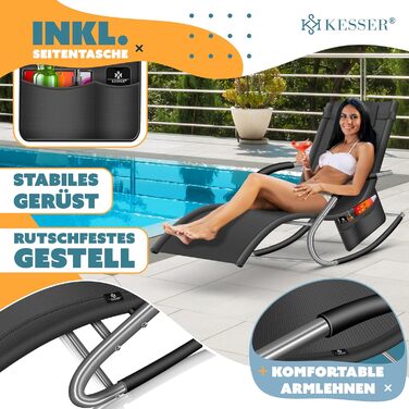 Крісло-шезлонг KESSER® для саду | Зручне крісло-гойдалка | Стійке до погодних умов | Макс. 150 кг