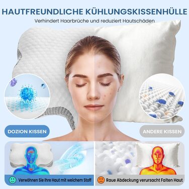 Подушка для шиї з Memory Foam, анатомічна для сну на боку та спині, біла. Ортопедична подушка для підтримки шийного відділу хребта.