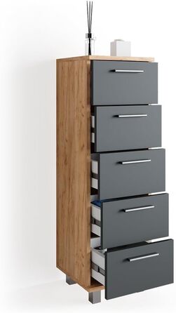 Шафа для ванної Vicco Ilias, дуб/антрацит, 30x95 см, Goldkraft