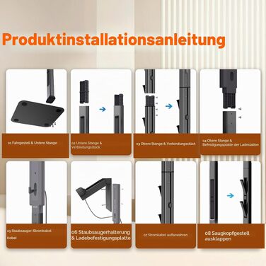 Підставка для бездротового пилососа Dyson з гачками для аксесуарів, стійка база з вуглецевої сталі, без свердління (Чорна)