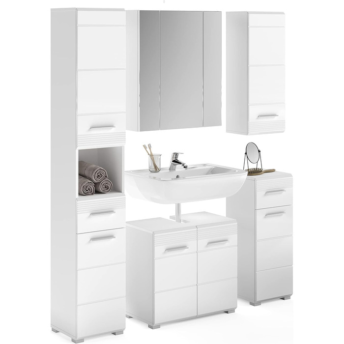 Шафа для ванної кімнати xonox.home Linus X18A9711, білий глянець, 30x182x31 см