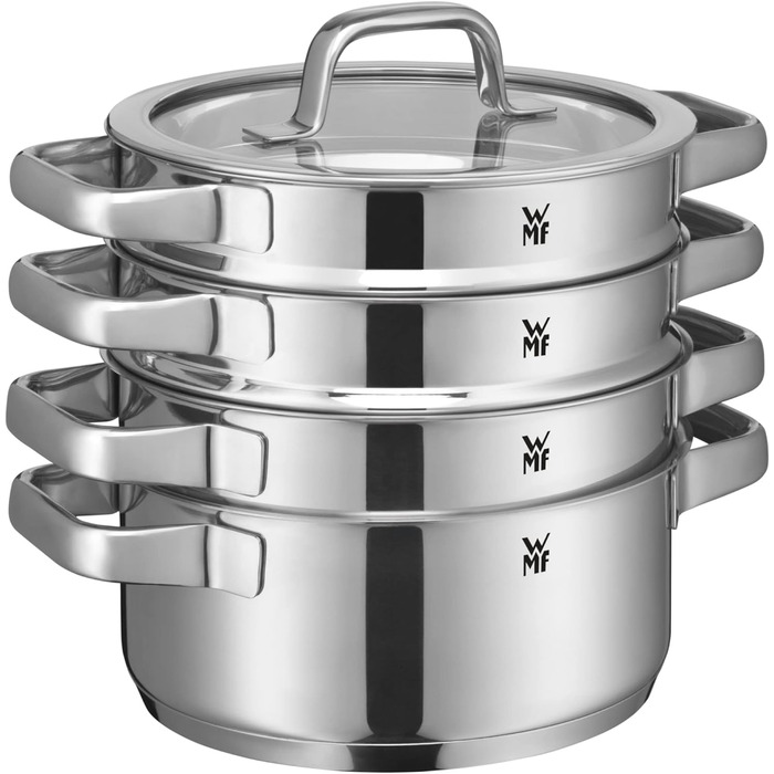 Набір каструль WMF Compact Cuisine 5 предметів, індукційний, нержавіюча сталь, з кришками, полірований Cromargan, без покриття, з внутрішньою шкалою