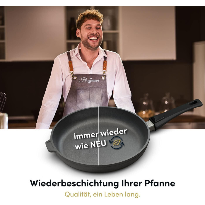 Сковорода для млинців Hoffmann Aluguss 28 см з антипригарним покриттям, Made in Germany, знімний ручка | Сковорода для оладок, яєць