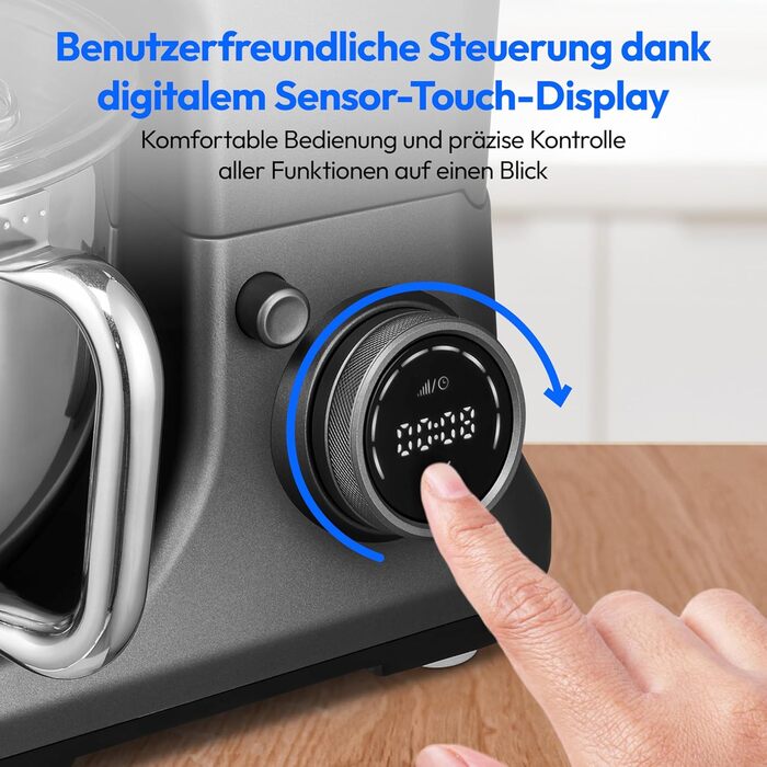 Кухонна машина MEDION Titan: Міксер, м'ясоподрібнювач, 3-в-1, 5 л чаша з нержавіючої сталі, 1200 Вт, натерти, нарізати, цифровий дисплей, 18430