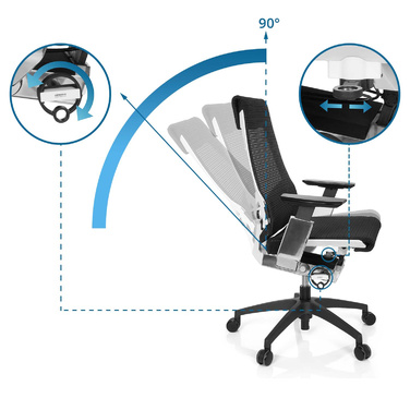 Офісне крісло GENIDIA SMART WHITE CM сітка чорний AL Chrom hjh OFFICE