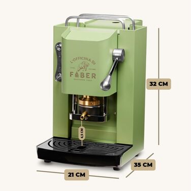 Кавомашина FABER Pro Deluxe для ESE-подушечок 44 мм, хром, латунний прес, Acid Green
