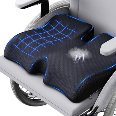 Ортопедична подушка для сидіння Benazcap з ефектом пам'яті (Memory Foam) – ергономічна подушка для розвантаження тиску в авто, офіс, геймінг та дім, зі знімним чохлом, 45*41*8 см