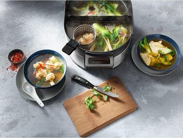 WMF Küchenminis 220 Вт: Міні-пароварка з контейнером для ланчу, компактний, Cromargan® матовий (Пароварка та Hot Pot)