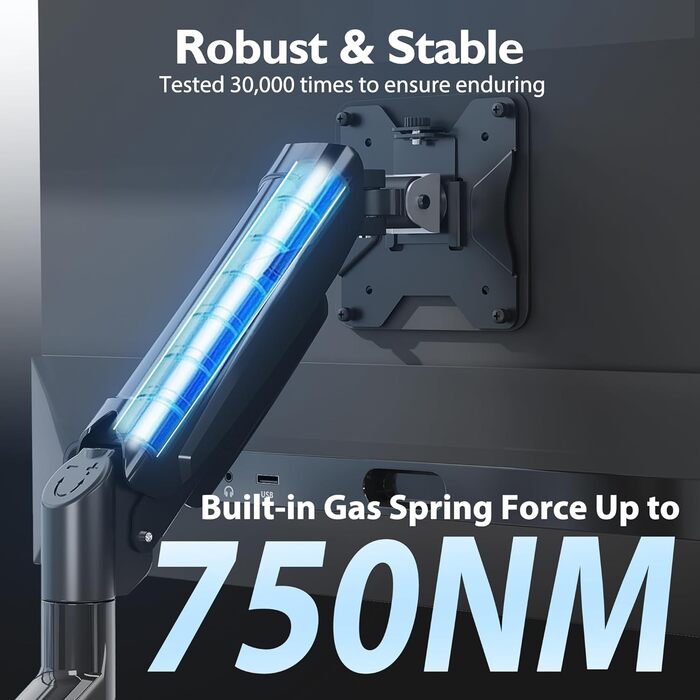 Підставка для монітора BONTEC на 2 монітори, 13-32 дюйми, газ-амортизатор, 3-9 кг, VESA 75/100 мм, регулювання, кабель-менеджмент