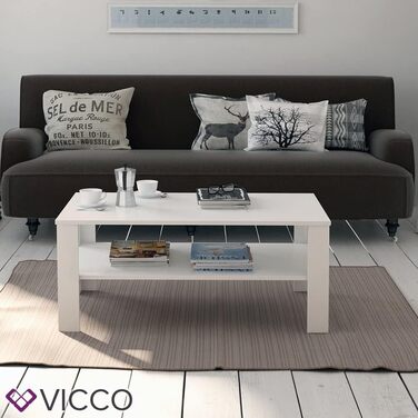 Журнальний стіл Vicco білий, 100x42 см, сучасний дизайн