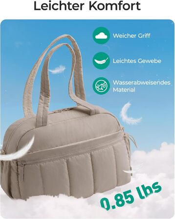 Спортивна сумка-даффл BAGSMART Puffer на 24л для подорожей та тренувань, жіноча сумка-вікенд (колір: верблюжий, розмір S)