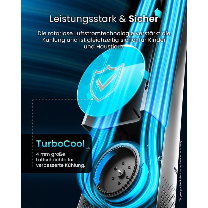 Pro Breeze Tower Fan 101 см без лопатей - вентилятор з LED дисплеєм, 6 швидкостей, 5 режимів, автоколивання 60°, таймер 7 годин (пульт, срібний)