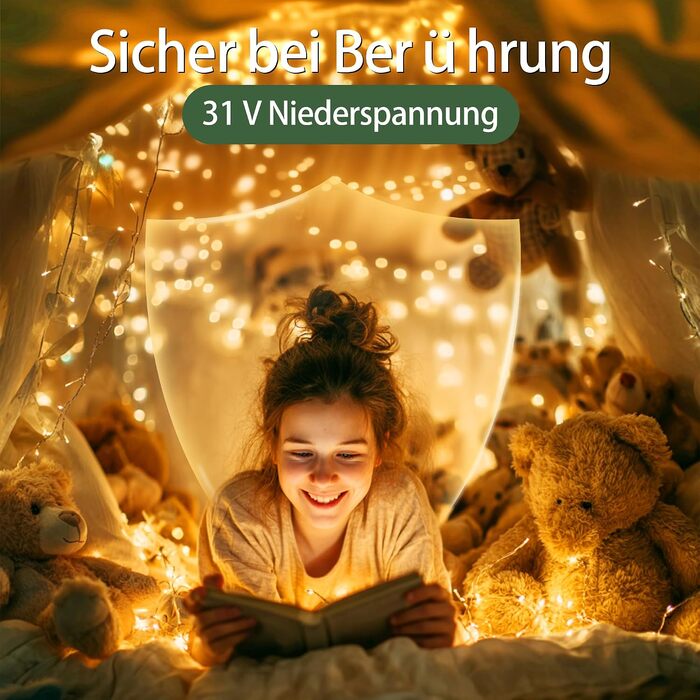 Світлодіодна гірлянда вулична 50м (200 LED), теплий білий колір, IP44 водонепроникна, з пультом керування, таймером та 8 режимами роботи (набір 2 шт), прозорий дріт