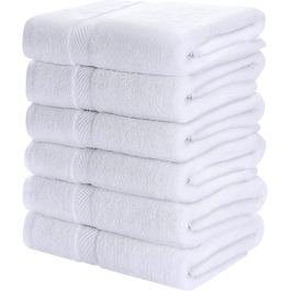 Utopia Towels – набір із 6 середніх банних рушників 100% бавовна з петельками, 60x120 см, м'які та вбираючі рушники для душу, білі