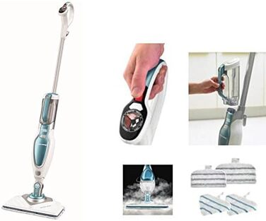 Парова швабра Black+Decker FSM1630 Deluxe для миття підлоги, 1600 Вт, знімна основа 180°, мікрофібра, для твердих покриттів