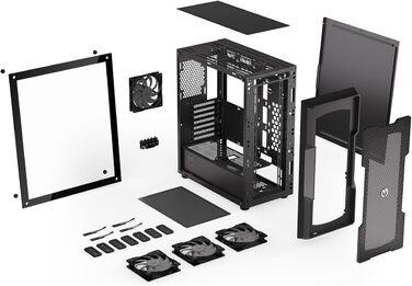 Комп'ютерний корпус ENDORFY Regnum 400 ARGB з 4 вентиляторами 120 мм ARGB, скляна бокова панель, просторий, високий повітряний потік, EY2A009