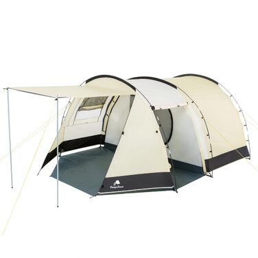 Сімейний намет CampFeuer Zelt Super+ на 4 особи: великий тунельний намет з 2 входами, тамбуром та водонепроникністю 3000 мм (Пісочний/Чорний)