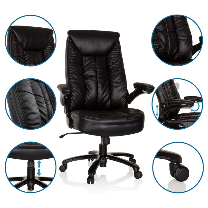 Надміцне крісло / офісне крісло INSTRUCTOR III XXL імітація шкіри чорний hjh OFFICE
