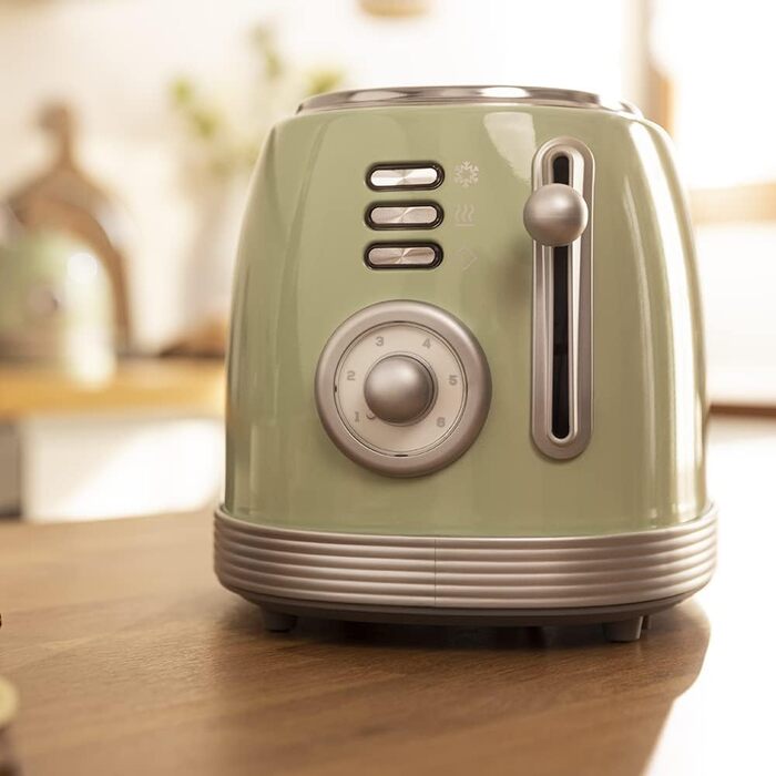 Тостер Cecotec Toast&Taste 800 Vintage Green, 850 Вт, 2 відділення, зелений, нержавіюча сталь, ретро-дизайн