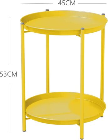 Металевий кавовий столик Grand Patio, 2-рівневий, знімна полиця, для вітальні, спальні, саду, жовтий, 45x45x53 см