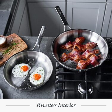 Набір посуду Merten & Storck Tri-Ply 8-Piece Cookware Set, нержавіюча сталь, індукційне дно, склокришки, придатний для духовки та посудомийної машини, сріблястий