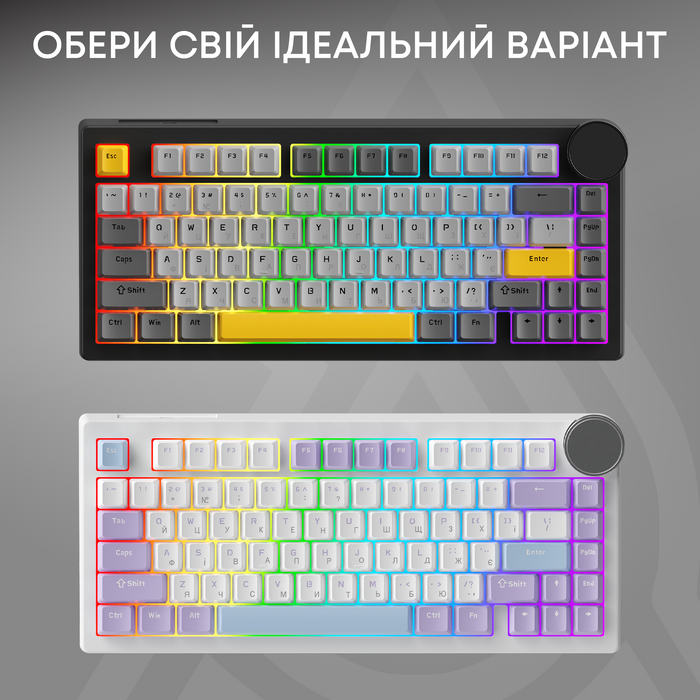 Бездротова механічна клавіатура Ajazz AK820 V2 Coconut Flake Switch (AK820-V2-CF-PWB)