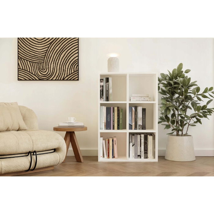 Стелаж TopEshop білий, ламінована плита, 6 полиць, 90x60x30 см
