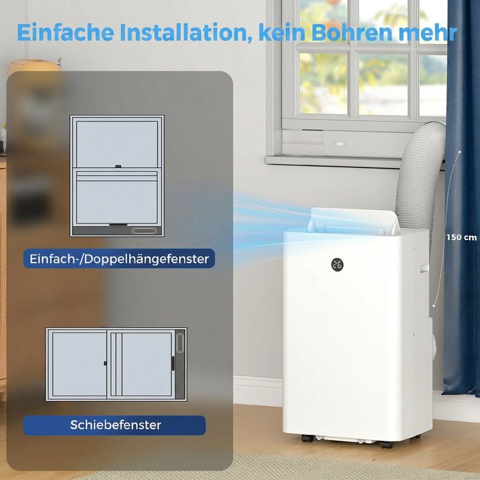 Мобільний кондиціонер 12 000 BTU 4-в-1 з WiFi та голосовим керуванням: охолодження, осушення, вентиляція та нічний режим