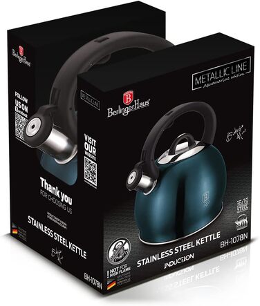 Електрочайник Berlinger Haus Metallic Line Aquamarine Edition, 3,0 л, нержавіюча сталь 18/8, бірюзовий