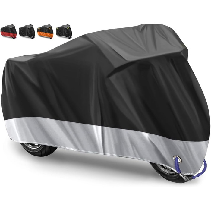Моточохол водонепроникний 3XL 265x105x125 см, захисний тент для мотоцикла Harley-Davidson, Suzuki, Yamaha, 210D Оксфорд, для вулиці, проти подряпин, сріблястий