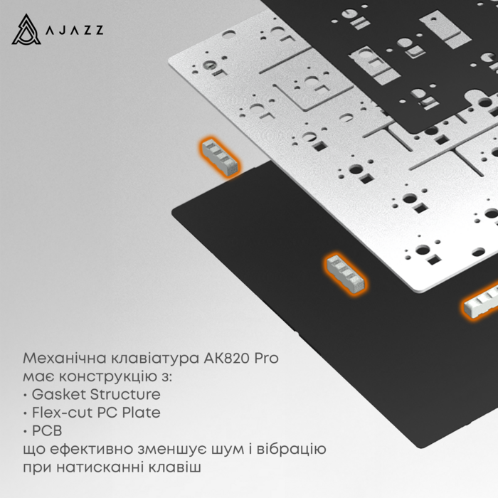 Бездротова механічна клавіатура Ajazz AK820 PRO PRO 75% Gift Switch White RGB   (AK820PRO-G-PWB)