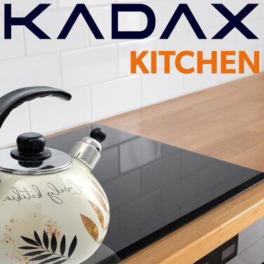 Чайник KADAX з нержавіючої сталі 2.2 л для індукції та газу, ретро емальований зі свистком (листя)