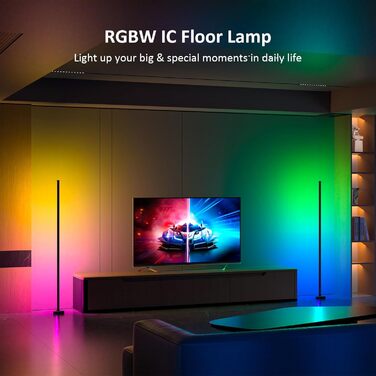Кутова LED торшер MIWATT RGBWW з керуванням через додаток, музичний синхронізатор, регулювання яскравості та швидкості для ресторану, кафе, магазину, коридору, двору, саду