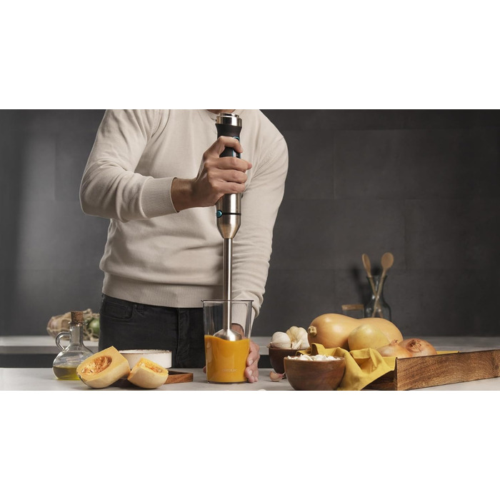 Блендер Cecotec Stabmixer Power TitanBlack 1500 XL Cream - 1500 Вт, CrossBlades, XL-фут, захист від бризок, 8 аксесуарів