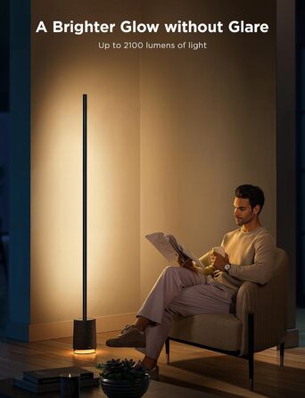Govee Stehlampe Pro – LED RGBIC лампа 2100 Люмен з Bluetooth-динаміком, білим шумом, Alexa, 16 млн кольорів, музична синхронізація, торшер для вітальні, чорний