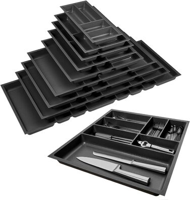 Вставка для столових приборів Orga-Box 2, антрацит, з текстурою Canvas, 461x509 мм, для шухляди Nobilia 60 см до 07/2012