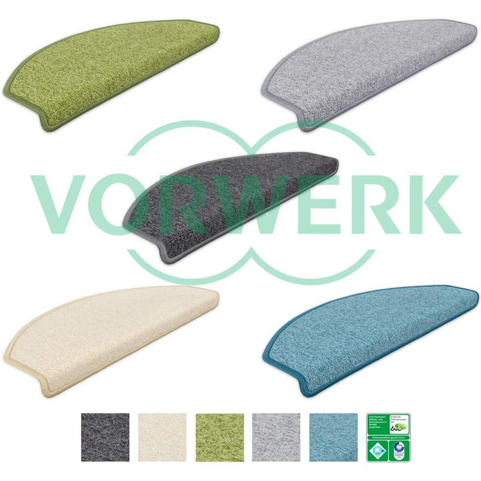 Комплект напівкруглих килимків на сходи Metzker Vorwerk Durango, темно-сірі, 14 шт.