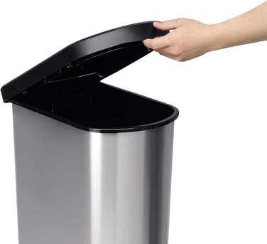 Смітник Rotho Paso Duo 50 л для сортування сміття з кришкою та педаллю, пластик BPA-free, сріблястий металік, на 2 пакети