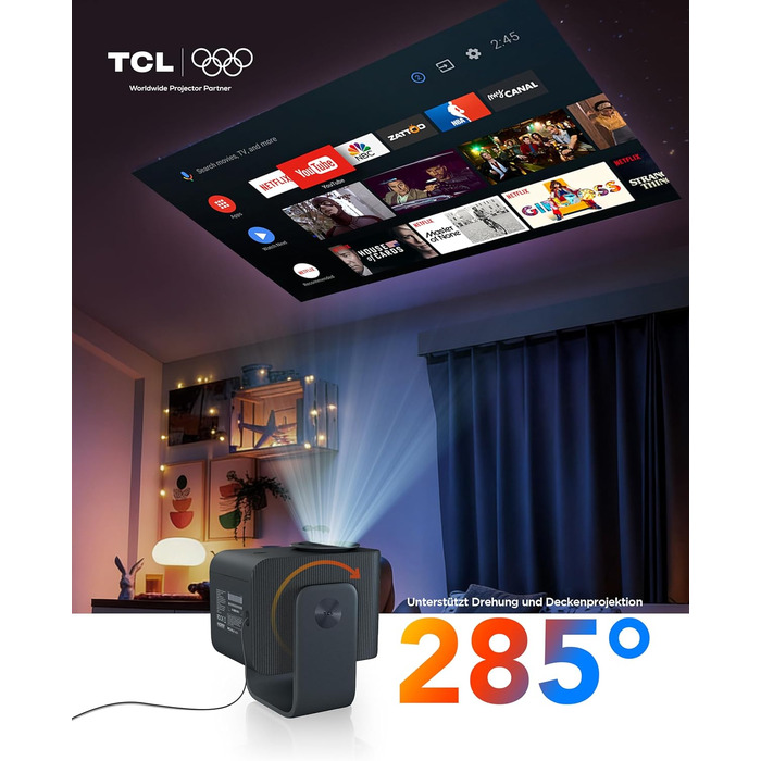TCL C1 Smart Mini Beamer 4K: Проектор з Google TV, Netflix, Wi-Fi, Bluetooth, Автофокус, Keystone, Dolby Audio 8W