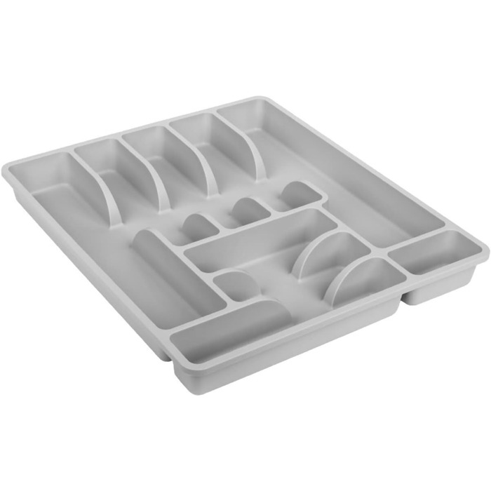 Лоток для столових приборів Engelland, 9 відділень, пластик, BPA-free, світло-сірий, 45x39x5 см