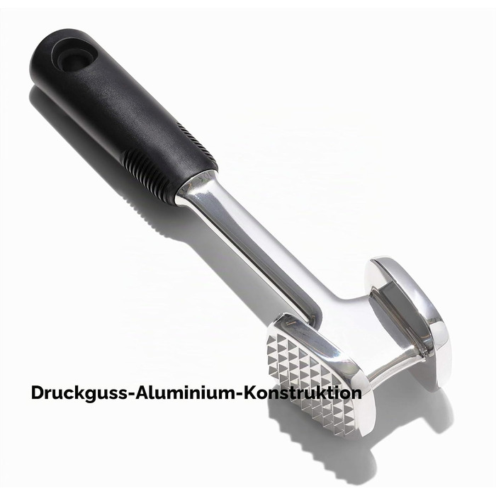 Молоток для м'яса OXO Good Grips з сердечником із нержавіючої сталі та алюмінієвим корпусом, підходить для посудомийки
