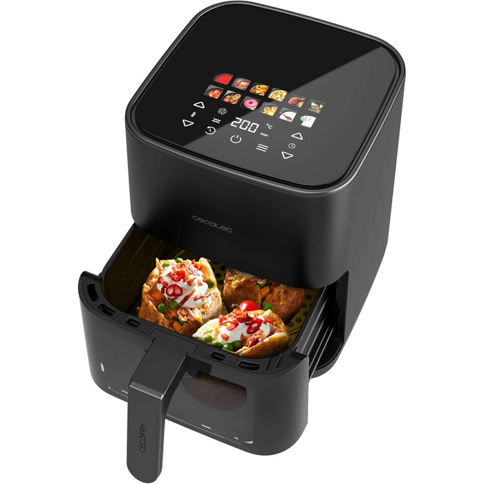 Аерофритюрниця Cecotec Cecofry & Grill Duoheat 4000, 4л, 1900Вт, з грилем та подвійним нагрівальним елементом, чорна