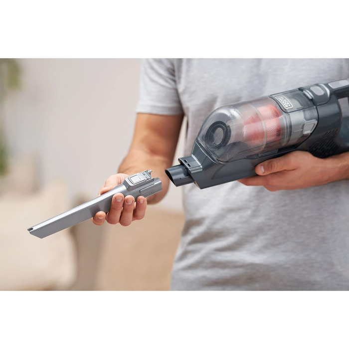 Акумуляторний пилосос BLACK+DECKER 3-в-1 BHFEA520J, 18В, безмішковий, ручний та підлоговий, турбощітка, 2 режими, бездротовий, з настінним кріпленням, щілинною насадкою, вбудованим акумулятором і зарядним кабелем
