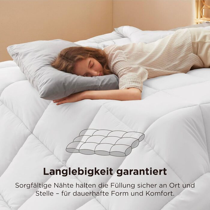 Зимова ковдра BEDSURE 135x200 см, тепла та товста (450 г/м²), біла, що миється